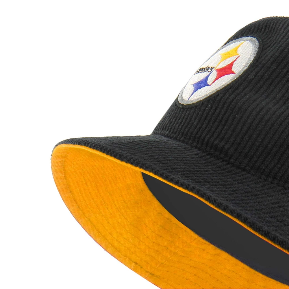 Chapeau bob noir en cordon épais '47 des Pittsburgh Steelers pour hommes