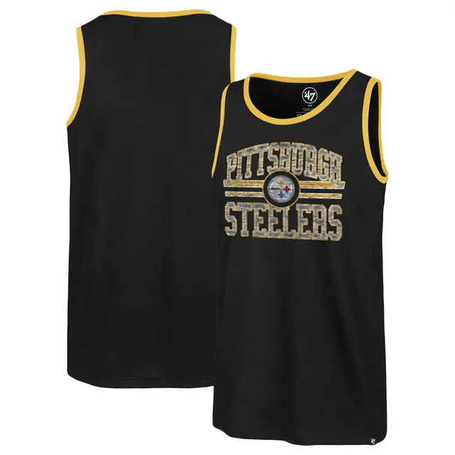 Men's Mitchell & Ness Troy Polamalu Black/Gold Pittsburgh Steelers Retired  Player Graphic Tank Top