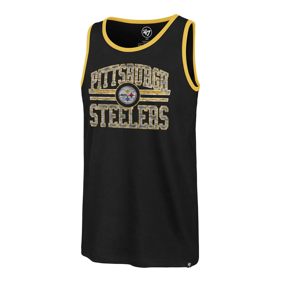 Men's '47  Black Pittsburgh Steelers Winger Franklin Tank Top