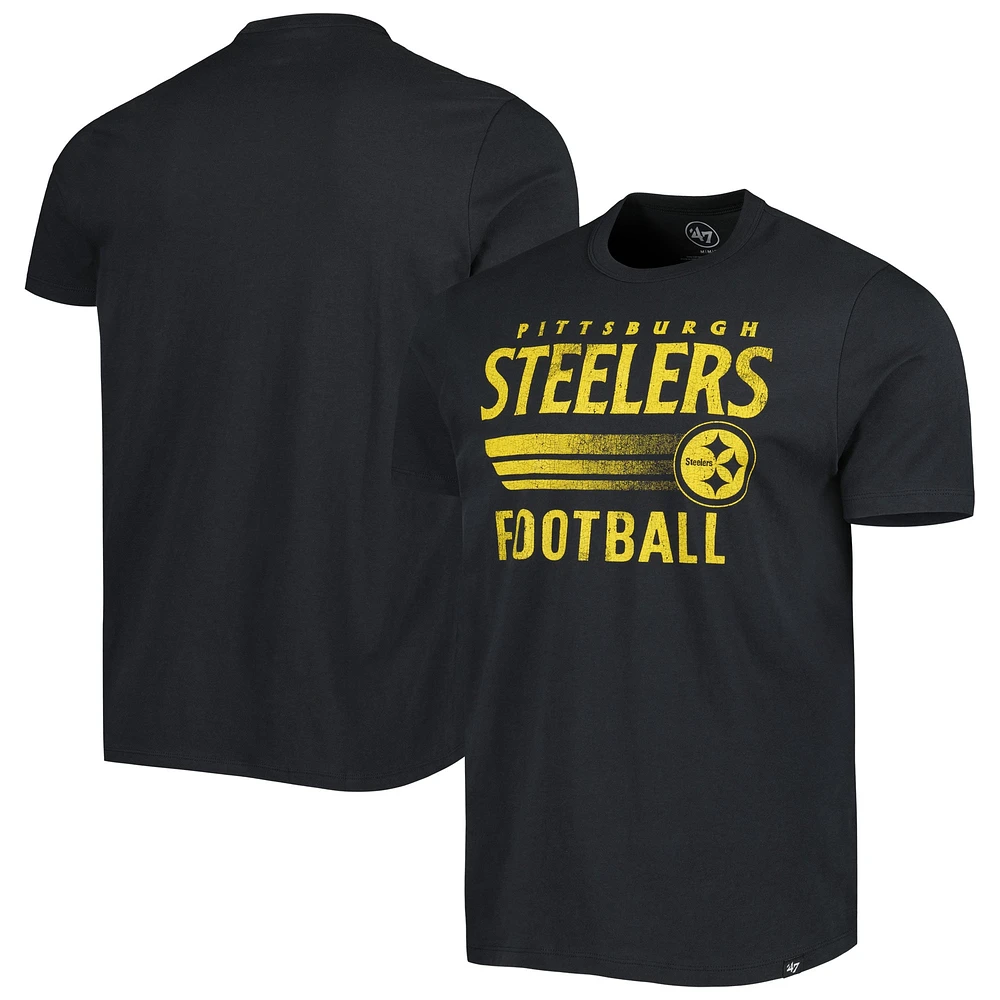 Men's '47 Black Pittsburgh Steelers Wordmark Rider Franklin T-Shirt