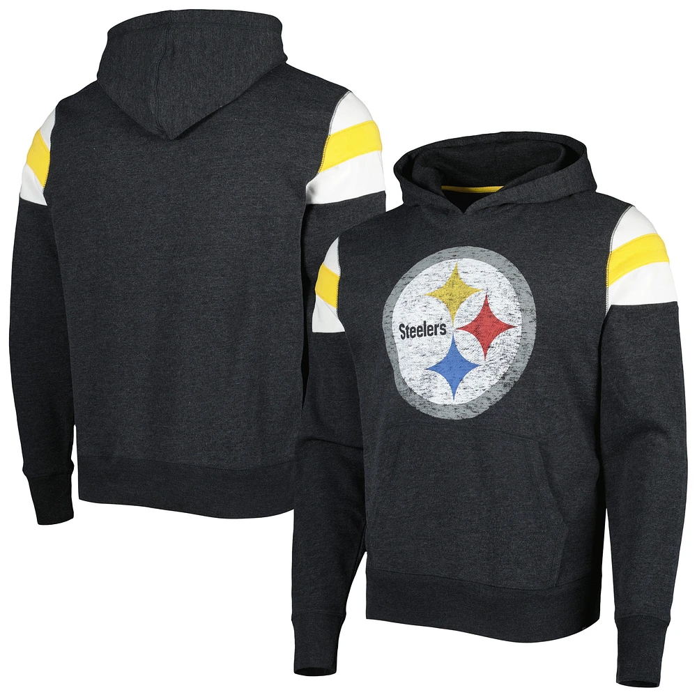 Men's '47 Heathered Heather Black Pittsburgh Steelers Premier Nico Pullover Hoodie