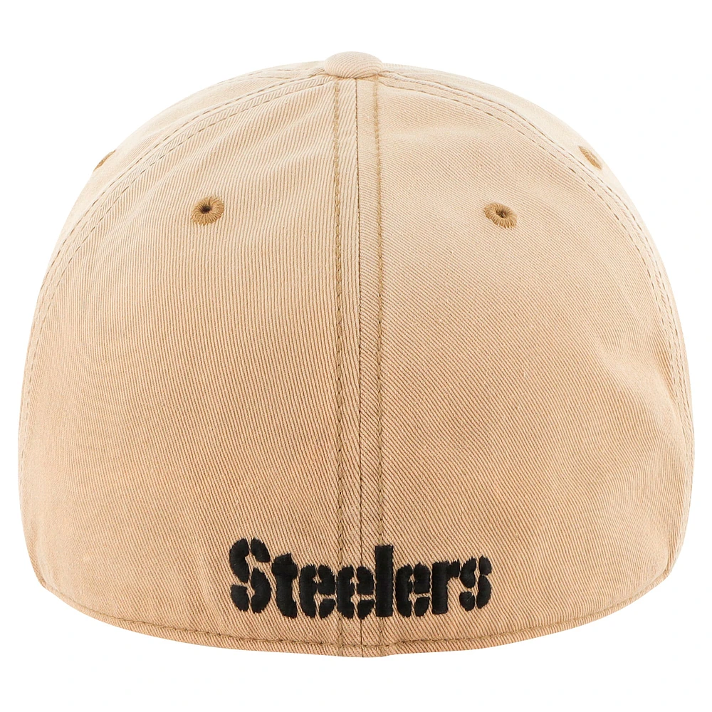 Men's '47 Khaki Pittsburgh Steelers Dusted Relaxed Franchise Fitted Hat