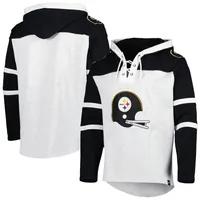 Chandail à capuchon lacets Gridiron avec logo historique des Pittsburgh Steelers '47 pour hommes, gris chiné