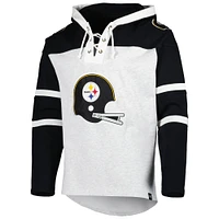 Chandail à capuchon lacets Gridiron avec logo historique des Pittsburgh Steelers '47 pour hommes, gris chiné