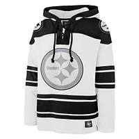 Men's '47 White Pittsburgh Steelers After Image Superior Lacer Pullover Hoodie