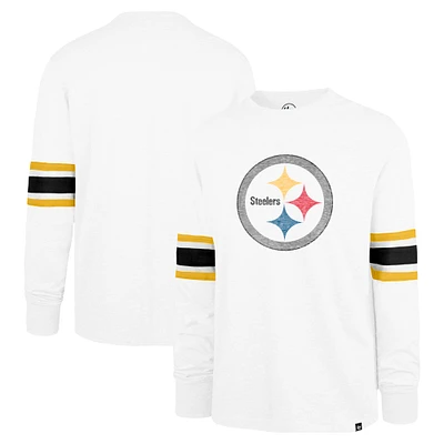 Men's '47 White Pittsburgh Steelers Gridiron Premier Brex Long Sleeve T-Shirt