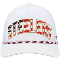 Men's '47 White Pittsburgh Steelers Hitch Stars and Stripes Trucker Adjustable Hat