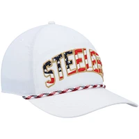 Men's '47 White Pittsburgh Steelers Hitch Stars and Stripes Trucker Adjustable Hat