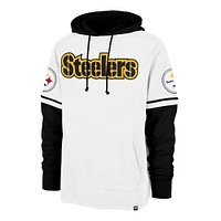 Men's '47 White Pittsburgh Steelers Trifecta Shortstop Pullover Hoodie