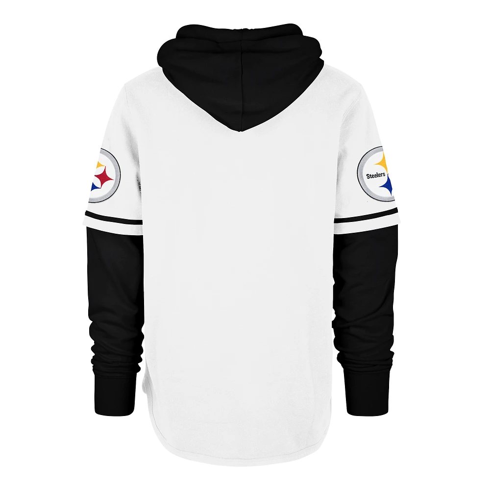 Men's '47 White Pittsburgh Steelers Trifecta Shortstop Pullover Hoodie