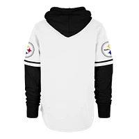 Men's '47 White Pittsburgh Steelers Trifecta Shortstop Pullover Hoodie