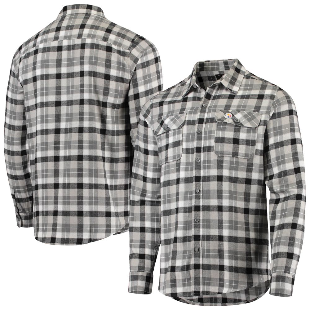 Antigua Men's Antigua Black/Gray Pittsburgh Steelers Ease Flannel