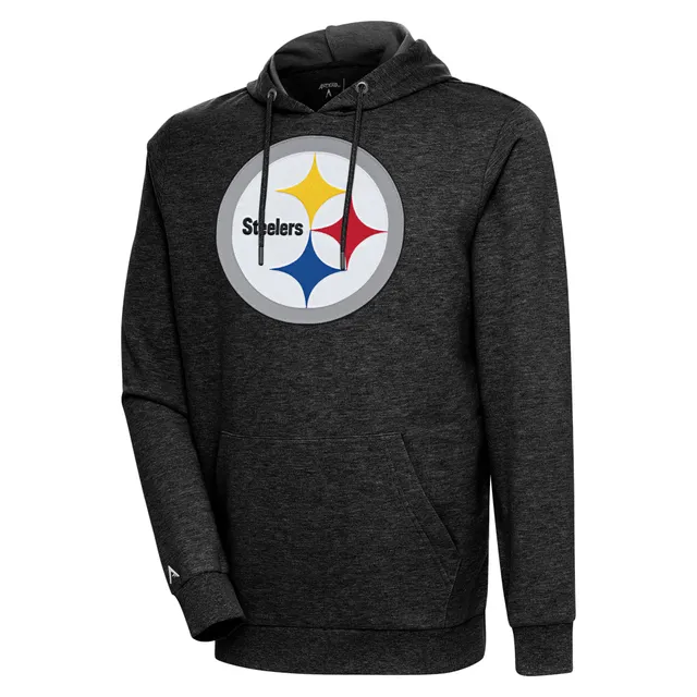 Men's Antigua Black Pittsburgh Steelers Victory Full-Zip Hoodie