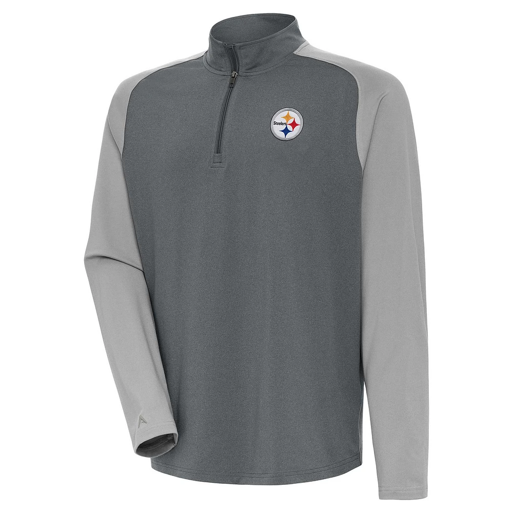 Haut à glissière quart de tour Dauntless des Pittsburgh Steelers Antigua Heather anthracite/gris pour homme