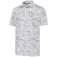 Polo Collide avec logo anthracite des Pittsburgh Steelers d'Antigua blanc pour hommes