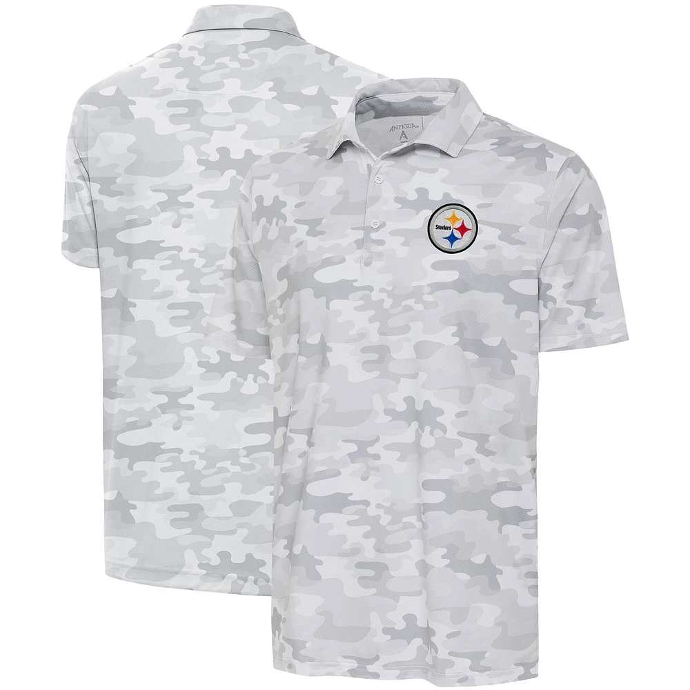 Men's Antigua White Pittsburgh Steelers Collide Polo