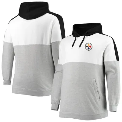 Pittsburgh Steelers Big & Tall Team Logo Pullover Hoodie - Black/Heathered Gray