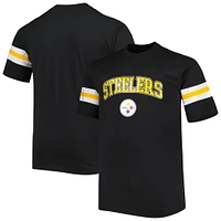 Men's Black Pittsburgh Steelers Big & Tall Arm Stripe T-Shirt