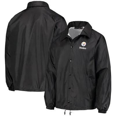 Pittsburgh Steelers Coaches Classic Raglan Full-Snap Windbreaker Jacket - Black