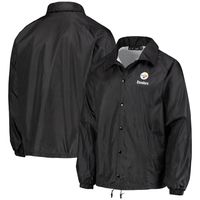 Men's Black Pittsburgh Steelers Coaches Classic Raglan Full-Snap Windbreaker Jacket