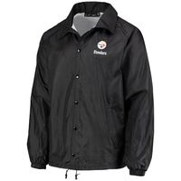 Men's Black Pittsburgh Steelers Coaches Classic Raglan Full-Snap Windbreaker Jacket