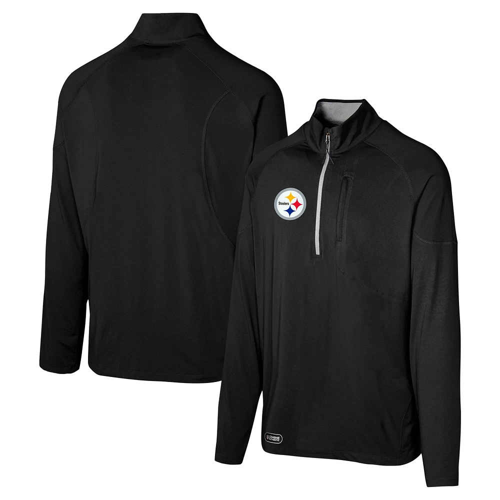 Men's Black Pittsburgh Steelers Grind Iron Quarter-Zip Top