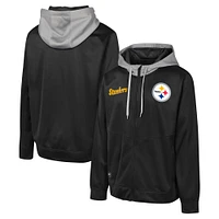 Veste à capuche noire entièrement zippée Replay Fashion Graphic des Pittsburgh Steelers pour hommes
