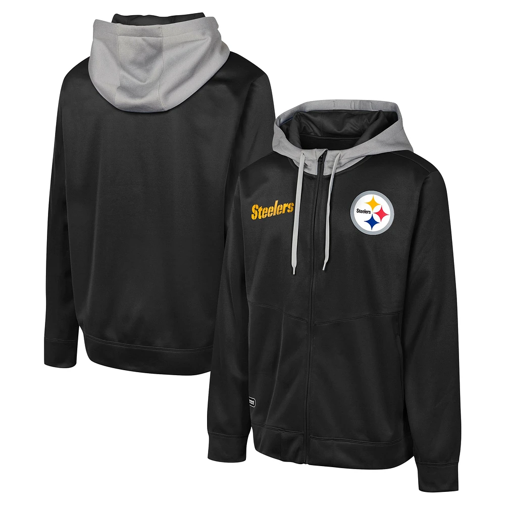 Veste à capuche noire entièrement zippée Replay Fashion Graphic des Pittsburgh Steelers pour hommes