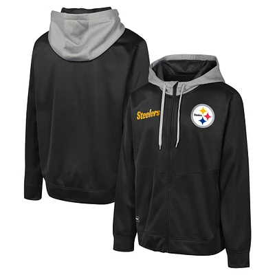 Veste à capuche noire entièrement zippée Replay Fashion Graphic des Pittsburgh Steelers pour hommes