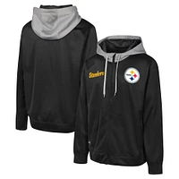 Veste à capuche noire entièrement zippée Replay Fashion Graphic des Pittsburgh Steelers pour hommes