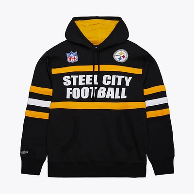 Sweat à capuche en polaire noir avec logo vintage de l'entraîneur-chef des Pittsburgh Steelers pour hommes