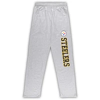 Men's Concepts Sport Black/Heather Gray Pittsburgh Steelers Big & Tall T-Shirt Pants Sleep Set