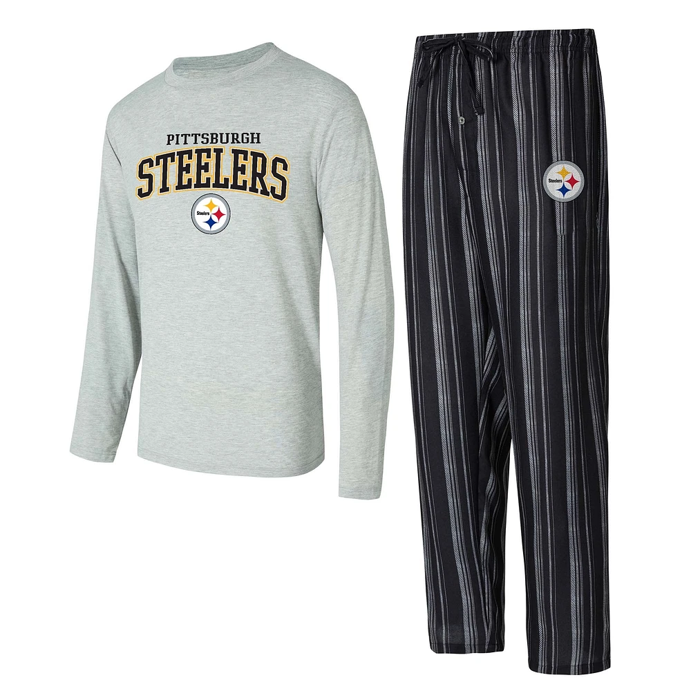 Ensemble de nuit pour homme Concepts Sport Pittsburgh Steelers Petition avec t-shirt à manches longues et pantalon