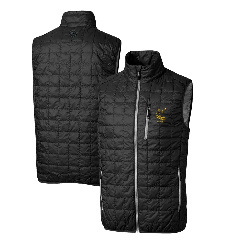 Pittsburgh Steelers Cutter & Buck Throwback Logo Big & Tall Rainier  PrimaLoft Eco Insulated Full-Zip Puffer Vest - Gray