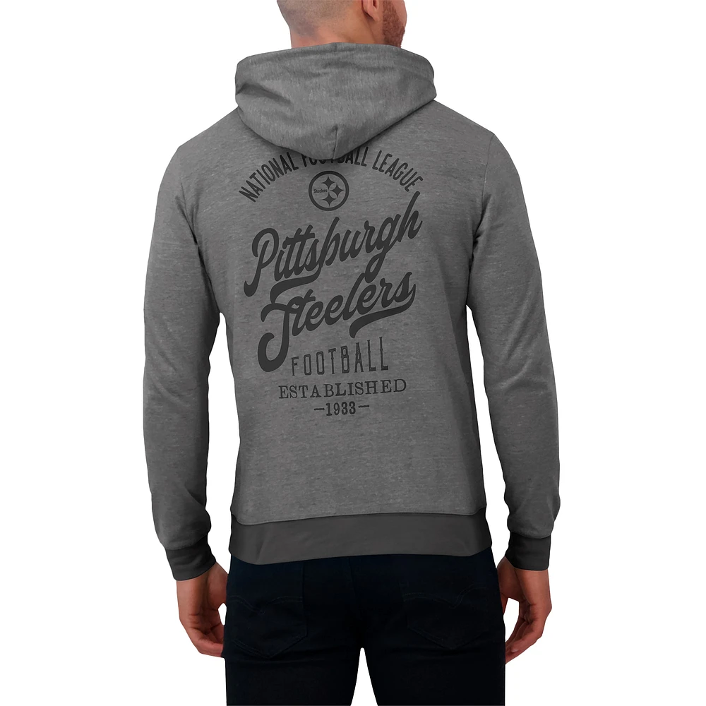 Men's Darius Rucker Collection by Fanatics Black Pittsburgh Steelers Tonal Knit Pullover Hoodie