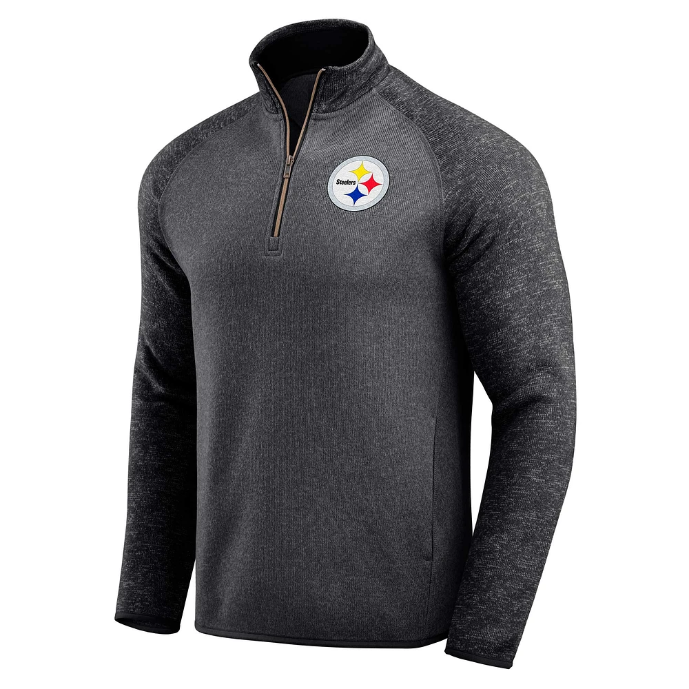 Men's Darius Rucker Collection by Fanatics Black Pittsburgh Steelers Tonal Quarter-Zip Jacket