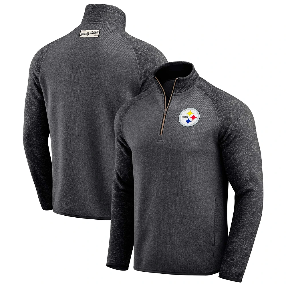 Men's Darius Rucker Collection by Fanatics Black Pittsburgh Steelers Tonal Quarter-Zip Jacket