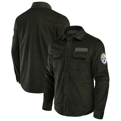 Veste-chemise en velours côtelé vert foncé pour homme de la collection Darius Rucker Fanatics des Pittsburgh Steelers