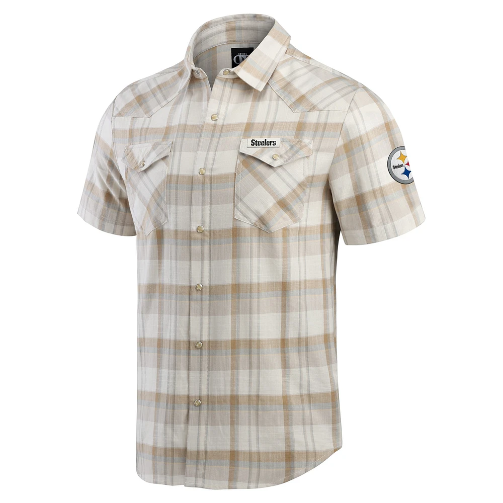 Men's Darius Rucker Collection by Fanatics Gray Pittsburgh Steelers Plaid Full-Snap Shirt