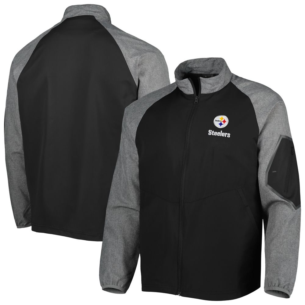 Men's Dunbrooke Black Pittsburgh Steelers Hurricane Raglan Full-Zip Windbreaker Jacket