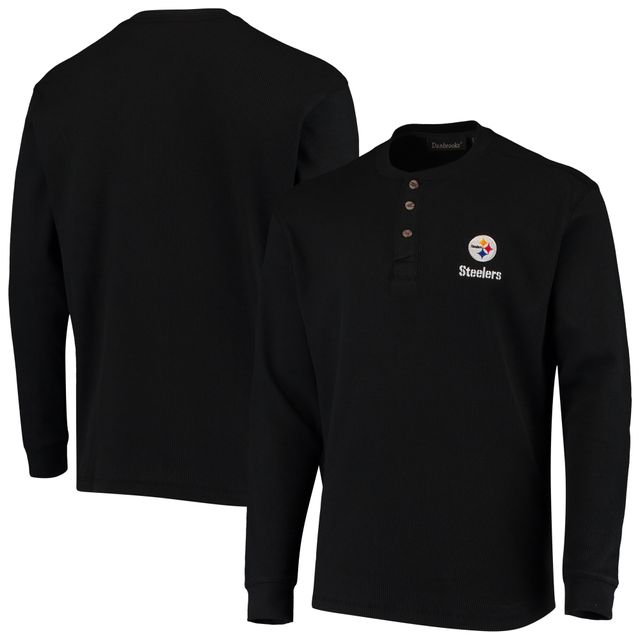 Dunbrooke Men's Dunbrooke Black Pittsburgh Steelers Logo Maverick Thermal  Henley Long Sleeve T-Shirt