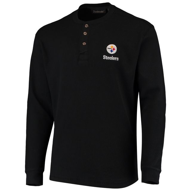 Men's Dunbrooke Black Baltimore Ravens Logo Maverick Thermal Henley Long  Sleeve T-Shirt