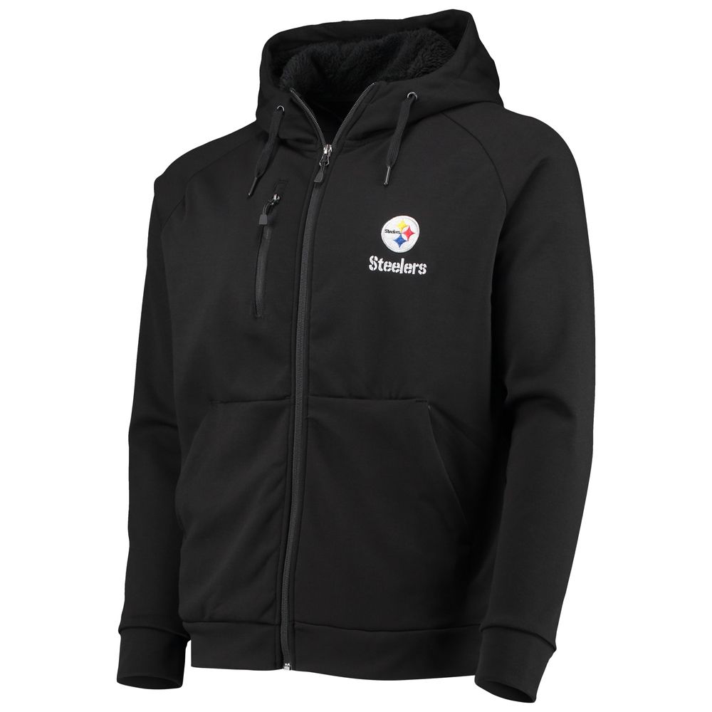 Men's Dunbrooke Black Pittsburgh Steelers Shag Tri-Blend Full-Zip Raglan Hoodie