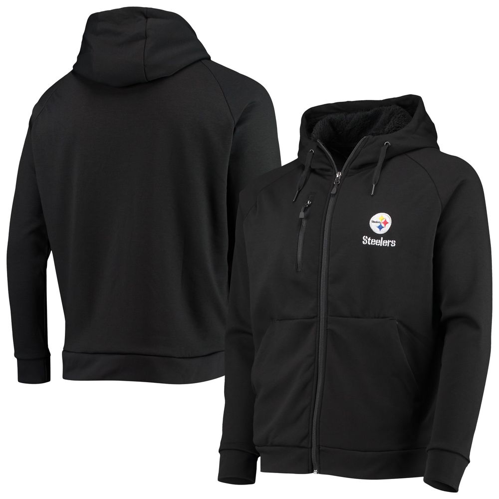 Men's Dunbrooke Black Pittsburgh Steelers Shag Tri-Blend Full-Zip Raglan Hoodie