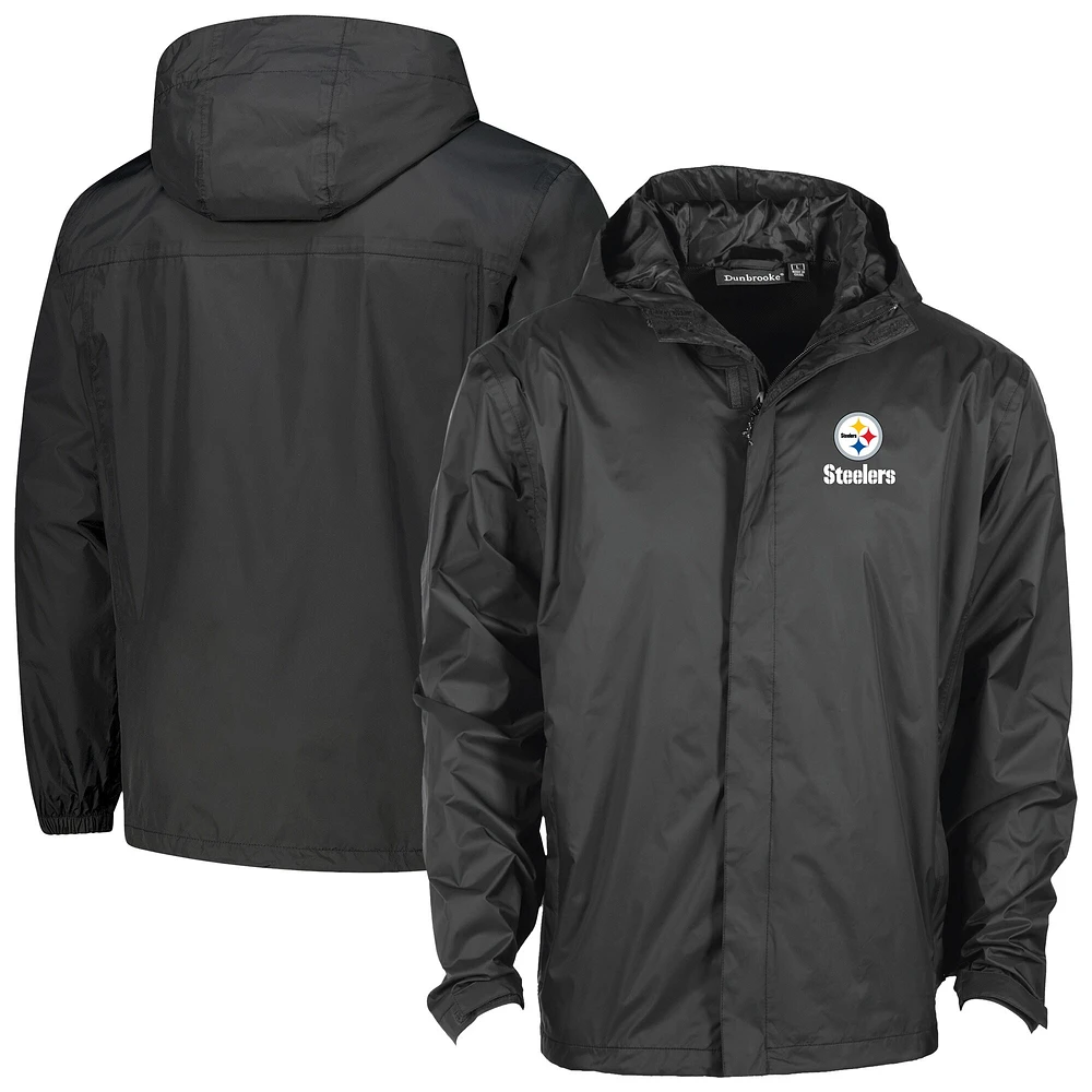 Veste à capuche entièrement zippée et imperméable Dunbrooke Black Pittsburgh Steelers Tropic pour homme