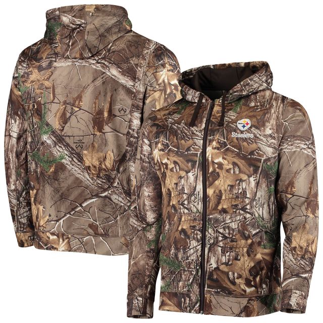 Chandail à capuchon entièrement zippé Dunbrooke Realtree Camo Pittsburgh Steelers Trophy Tech Fleece pour hommes