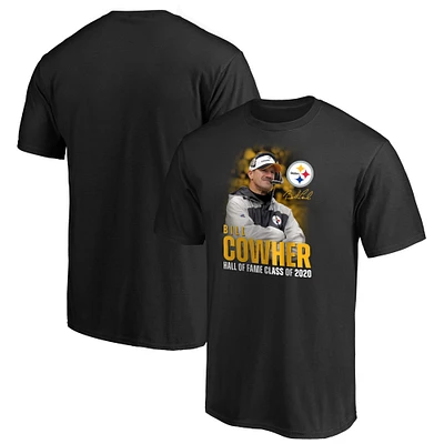 Men's Fanatics Bill Cowher Black Pittsburgh Steelers 2020 Pro Football Hall of Fame Inductee Coach Graphic T-Shirt