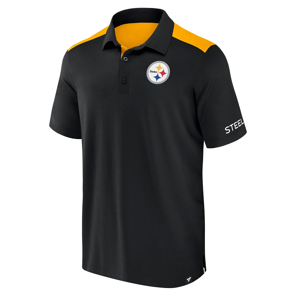 Men's Fanatics  Black/Gold Pittsburgh Steelers Colorblock Polo