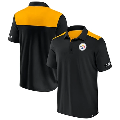 Polo colorblock noir/or des Pittsburgh Steelers Fanatics pour homme