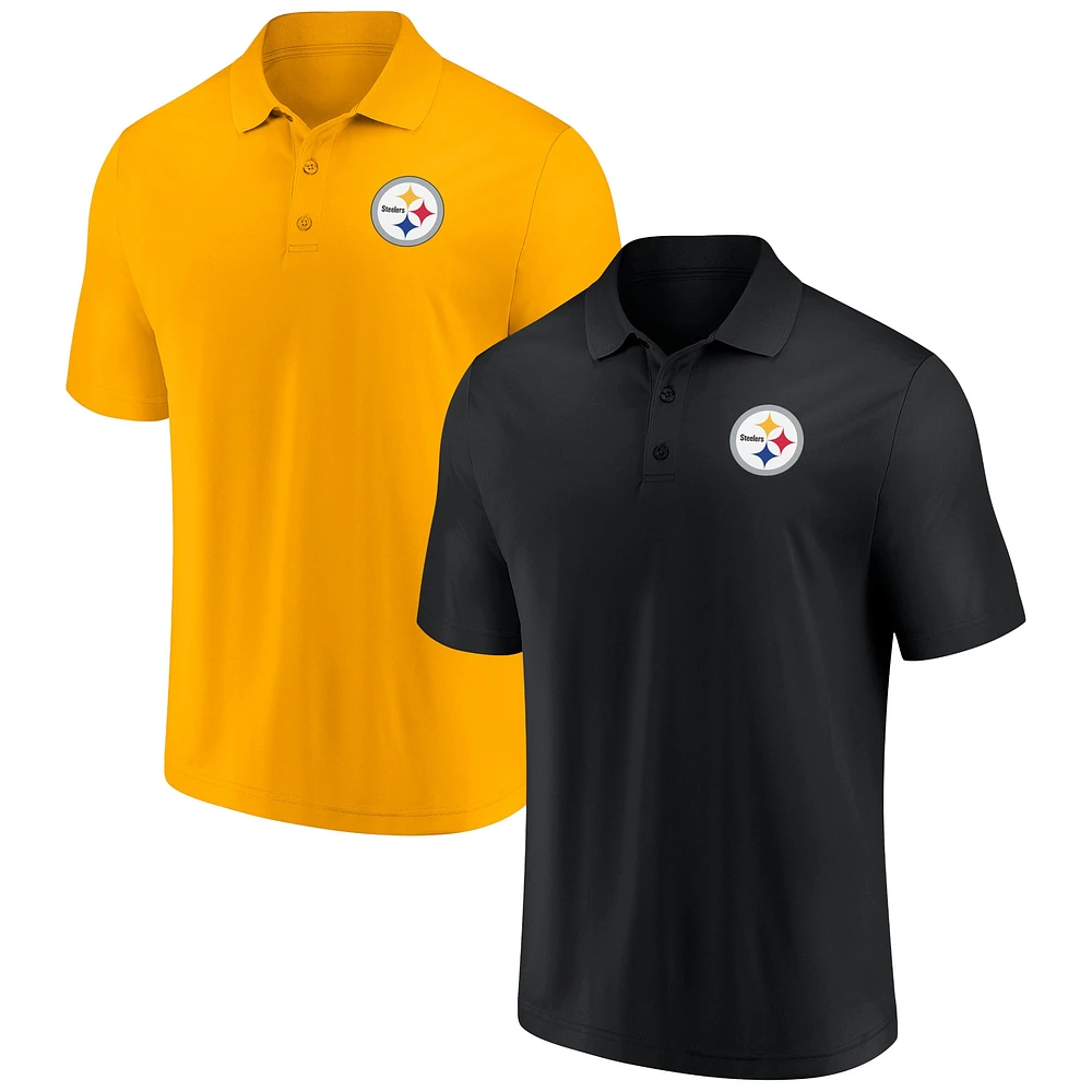 Ensemble de 2 polos Fanatics pour hommes noir/or Pittsburgh Steelers domicile et extérieur